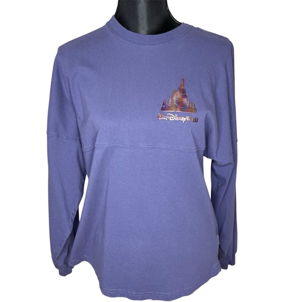 Disney Top Spirit Jersey 50th Walt Disney World WDW Long Sleeve Purple Small